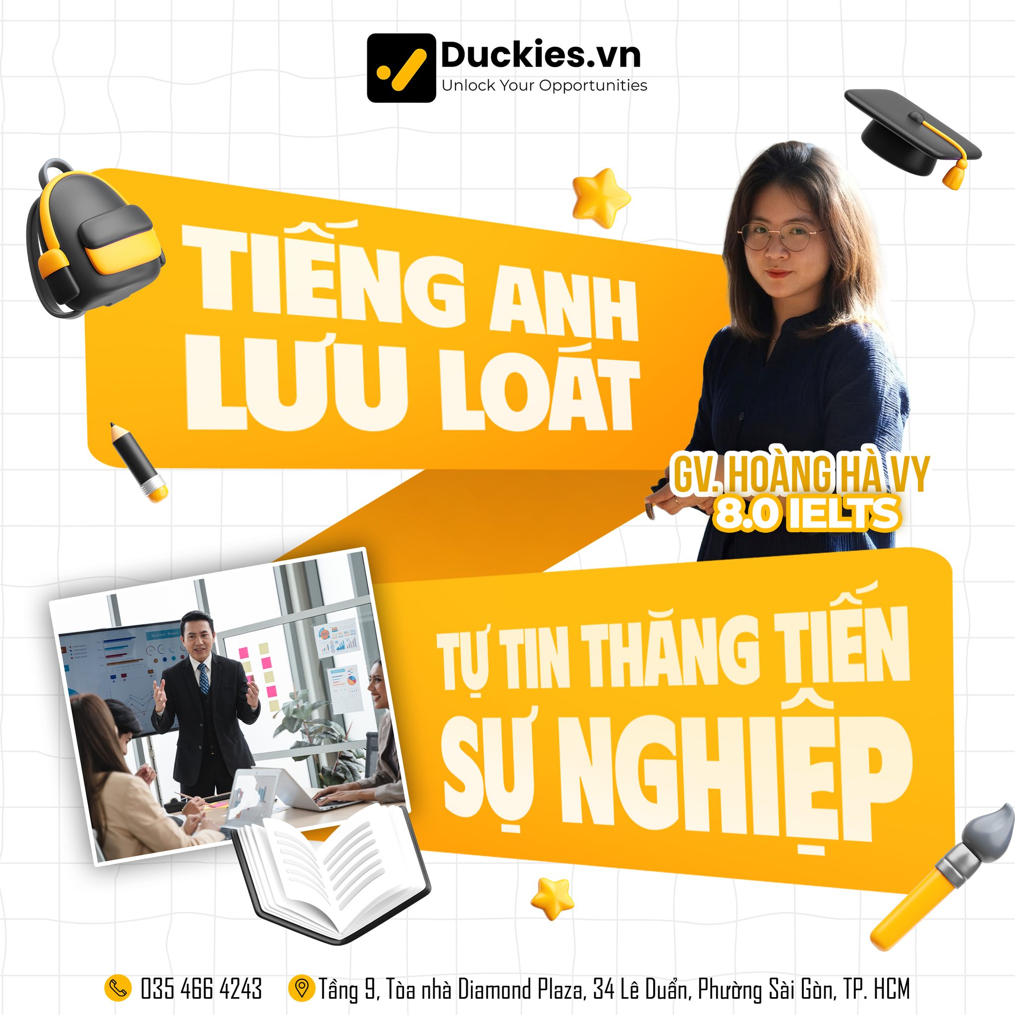 Giám đốc học viện cùng học sinh
